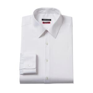 Van Heusen Dress Shirt Mens 15-15.5x34/35 White Stain Shield Regular Fit Stretch